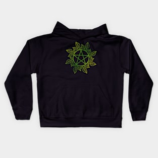 2 Tone Green Leafy Pentagram Kids Hoodie